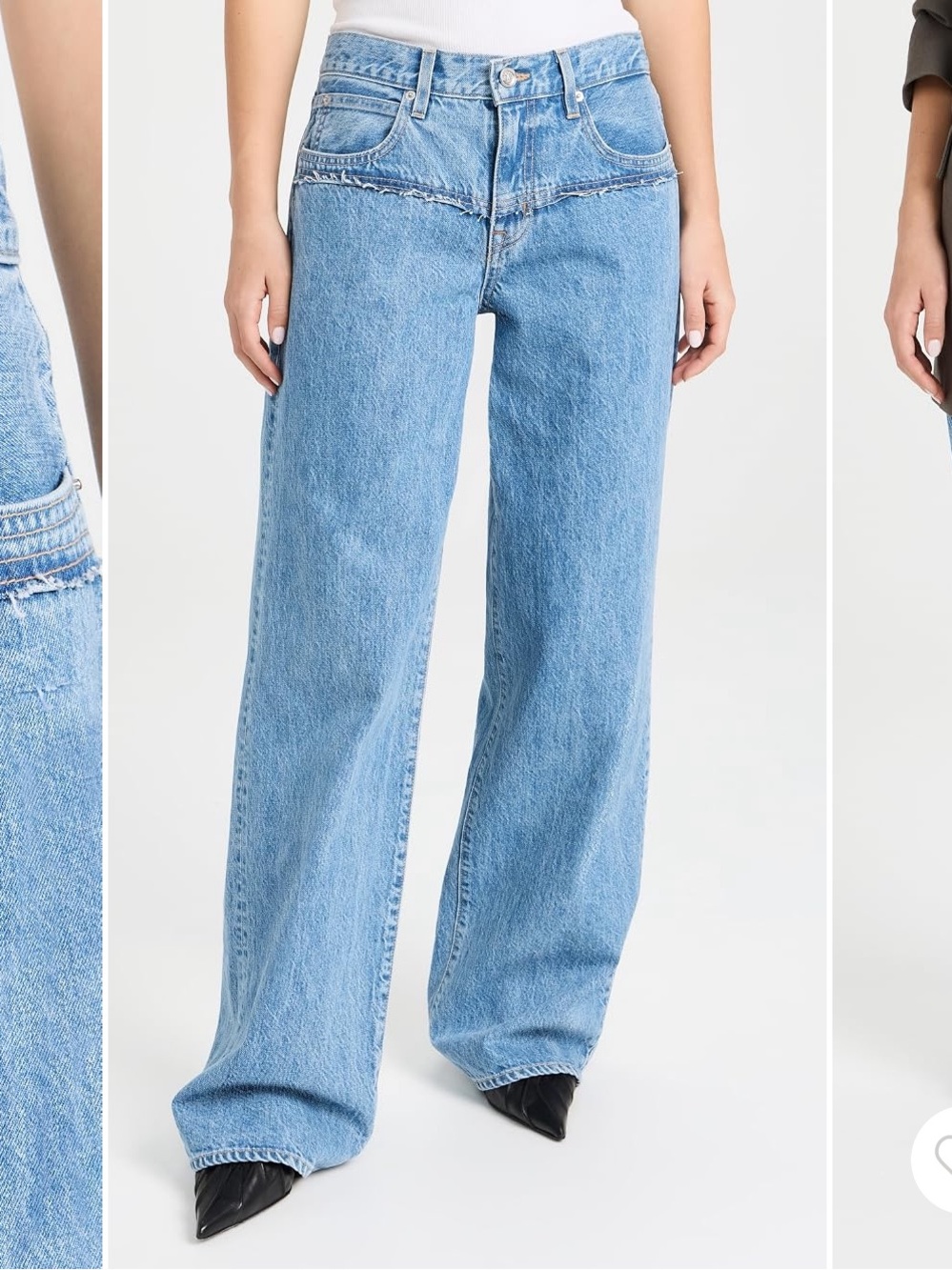 SLVRLAKE Mica Raw Edge Seams Wide Leg Jeans Waist 25